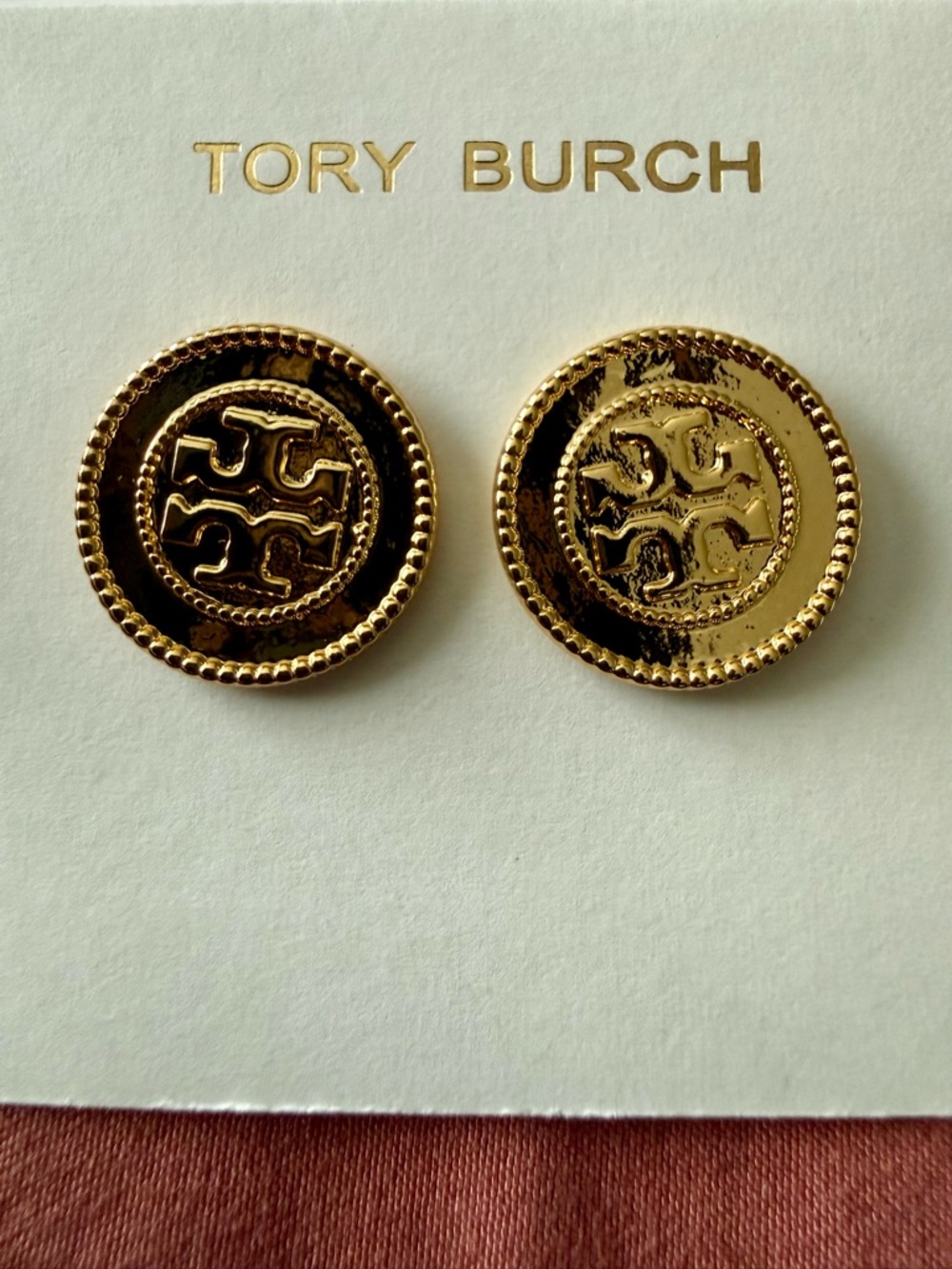 Tory Burch | Gold Plated Logo Button Earrings